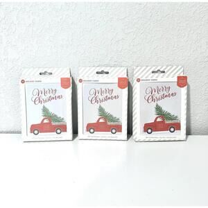 NEW Green Inspired Holiday Note Cards White Envelopes Christmas Tree Truck 30 Ct